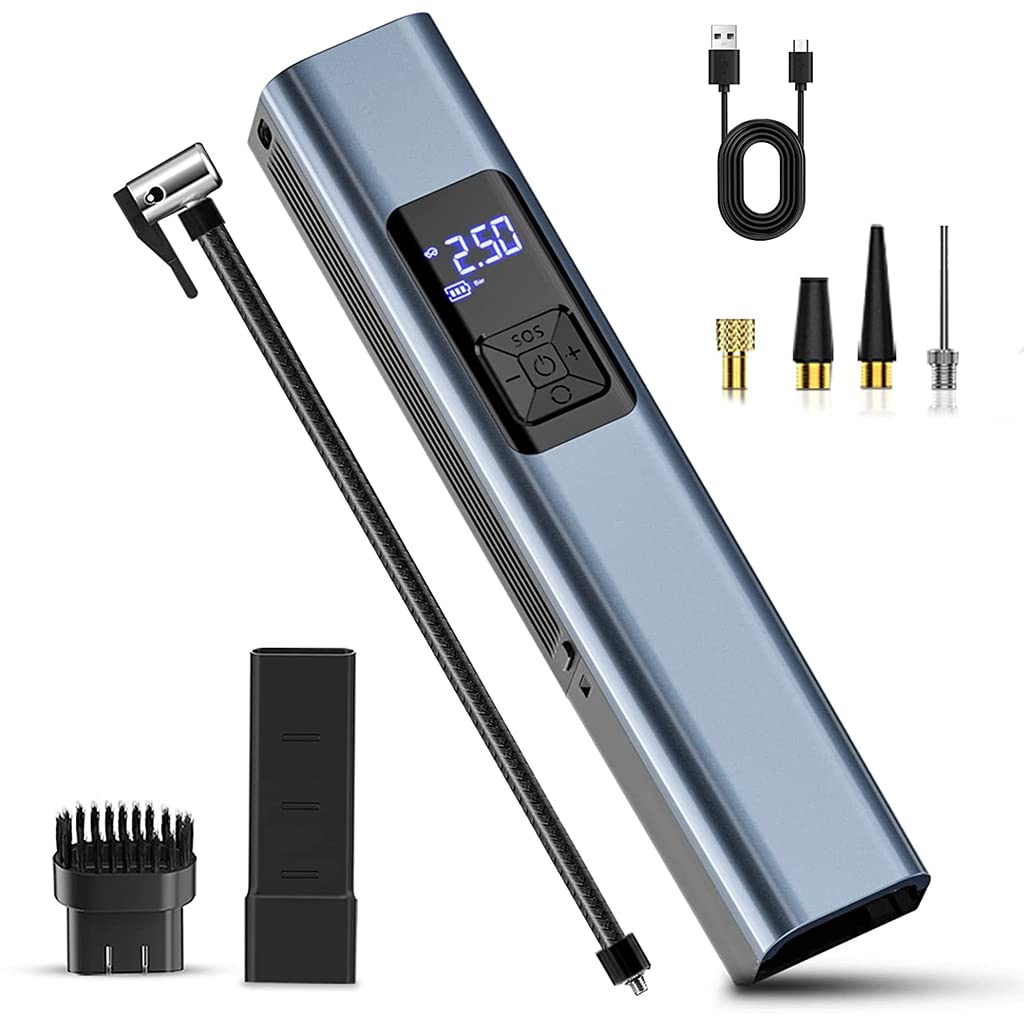 STHIRA 4-IN-1 Cordless Tyre Inflator for Car 4000mAh Car Tyre Inflator Pump with Vacuum Cleaner, Pressure Gauge, LED Light, Tire Inflator with Inflation Valve, Nozzle Adapter, Brush Head, Storage Bag STHIRA 4-IN-1 Cordless Tyre Inflator for Car 4000mAh Car Tyre Inflator Pump with Vacuum Cleaner, Pressure Gauge, LED Light, Tire Inflator with Inflation Valve, Nozzle Adapter, Brush Head, Storage Bag